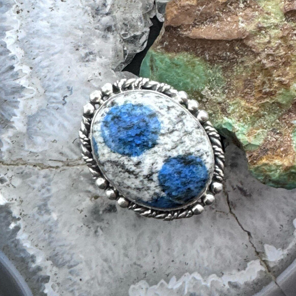 Sterling Silver Southwestern Style Teardrop K2 Jasper Ring Size 9 For Women - Picture 2 of 10